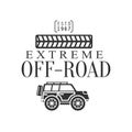 Off-Road Extreme Club And Rental Black And White Promo Label With Tire Print Design Template