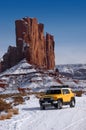 Off Road Four Wheel Drive Touring in Mountain Snow Royalty Free Stock Photo