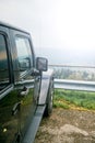 Off-road jeep car travel on mountain road,