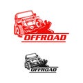 Off-road logo. Emblem extreme competition. Adventure suv and car club off-road elements. Beautiful vector illustration with unique Royalty Free Stock Photo