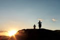 Off road motor bikers at sunset Royalty Free Stock Photo