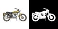Off road motorcycle motocross vitange 1960s 2- Lateral view white background alpha png 3D Rendering Ilustracion 3D
