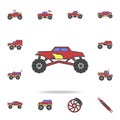 off road racing car field coloricon. Detailed set of color big foot car icons. Premium graphic design. One of the collection icons Royalty Free Stock Photo