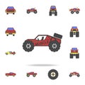 off road racing car field coloricon. Detailed set of color big foot car icons. Premium graphic design. One of the collection icons Royalty Free Stock Photo