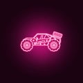 Off road racing car neon icon. Elements of bigfoot car set. Simple icon for websites, web design, mobile app, info graphics Royalty Free Stock Photo