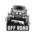 Off road suv car monochrome template for labels, emblems, badges or logos Royalty Free Stock Photo