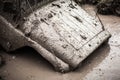 Off-road Trophy car UAZ 469 stucks in deep mud.