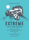 Off road truck competition poster or flyer event modern typography design template and 4x4 suv car silhouette. Royalty Free Stock Photo