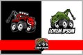 Off-road truck with hog head cartoon vector collection