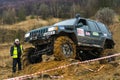 Off-road vehicle brand Jeep Cherokee overcomes a track