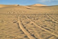 Off road vehicle tracks in sand at Imperial Sand Dunes, California, USA Royalty Free Stock Photo