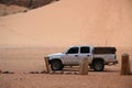 Off-road vehicle in Wadi Rum desert, Jordan Royalty Free Stock Photo