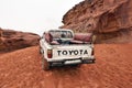 Off road vehicle in Wadi Rum desert Royalty Free Stock Photo