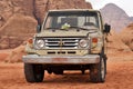 Off road vehicle in Wadi Rum desert Royalty Free Stock Photo