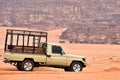 Off road vehicle in Wadi Rum desert Royalty Free Stock Photo