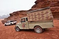 Off road vehicles in Wadi Rum desert Royalty Free Stock Photo