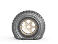 Off road wheel puncture on a white background.