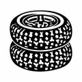 Off Roading Tire Icon Design Black And White Vector Royalty Free Stock Photo