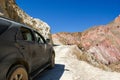 Route crossing in the truck between the mountains