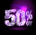 50 % off sale banner concept with broken crystals Royalty Free Stock Photo