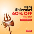 60% OFF Sale. Happy Mahashivratri Sale Offer Banner, Advertisement, Discount Promotion