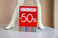 50% Off Sale Sign In A Clothes Shop Royalty Free Stock Photo