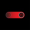 On Off slider style power buttons with red background The Off buttons are enclosed in red circle with black circle push button