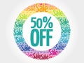 50% OFF stamp words cloud Royalty Free Stock Photo