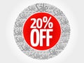 20% OFF stamp words cloud