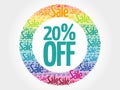 20% OFF stamp words cloud