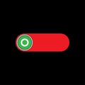 On Off switch slider style power buttons with red background The On buttons are enclosed in green circle with black background