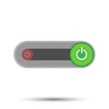 On Off switch toggle - slider style power button round in grey background The on-off button are enclosed green in black circle in
