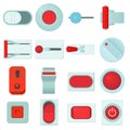 On off switch web buttons icons set, cartoon style Royalty Free Stock Photo