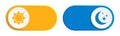 On and off toggle switch button, light and dark mode, trending design interface element icon, day and night mode switch button