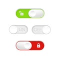 On and Off toggle switch buttons. Material design switch buttons set. Vector Royalty Free Stock Photo