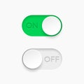 On and Off toggle switch buttons. Material design switch buttons set.