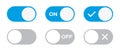 On and Off toggle vector switch buttons. Switch toggle buttons ON OFF Royalty Free Stock Photo