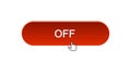 Off web interface button clicked with mouse cursor, red color, online program Royalty Free Stock Photo