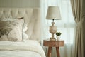 White pillows setting on English country style bedding Royalty Free Stock Photo