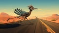 An offbeat roadrunner sprinting with exaggerated speed lines Royalty Free Stock Photo