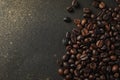 ÃÂ¡offee beans on black background with gold Royalty Free Stock Photo