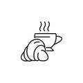 offee and croissant icon. simple outline coffee and croissant icon