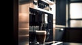 ?offee maker makes coffee on a beautiful modern. Generative AI Royalty Free Stock Photo