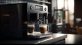 ?offee maker makes coffee on a beautiful modern. Generative AI Royalty Free Stock Photo