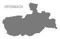 Offenbach grey county map of Hessen Germany