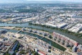 Offenbach real estate buildings living aerial photo Main river water port city town