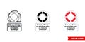 It is an offence to interfere with or remove lifebuoys general notice sign icon of 3 types color, black and white, outline.