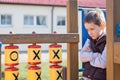 Offended boy on the playground Royalty Free Stock Photo