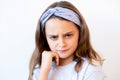 offended kid portrait unhappy stubborn girl face