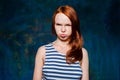 Offended redhead girl